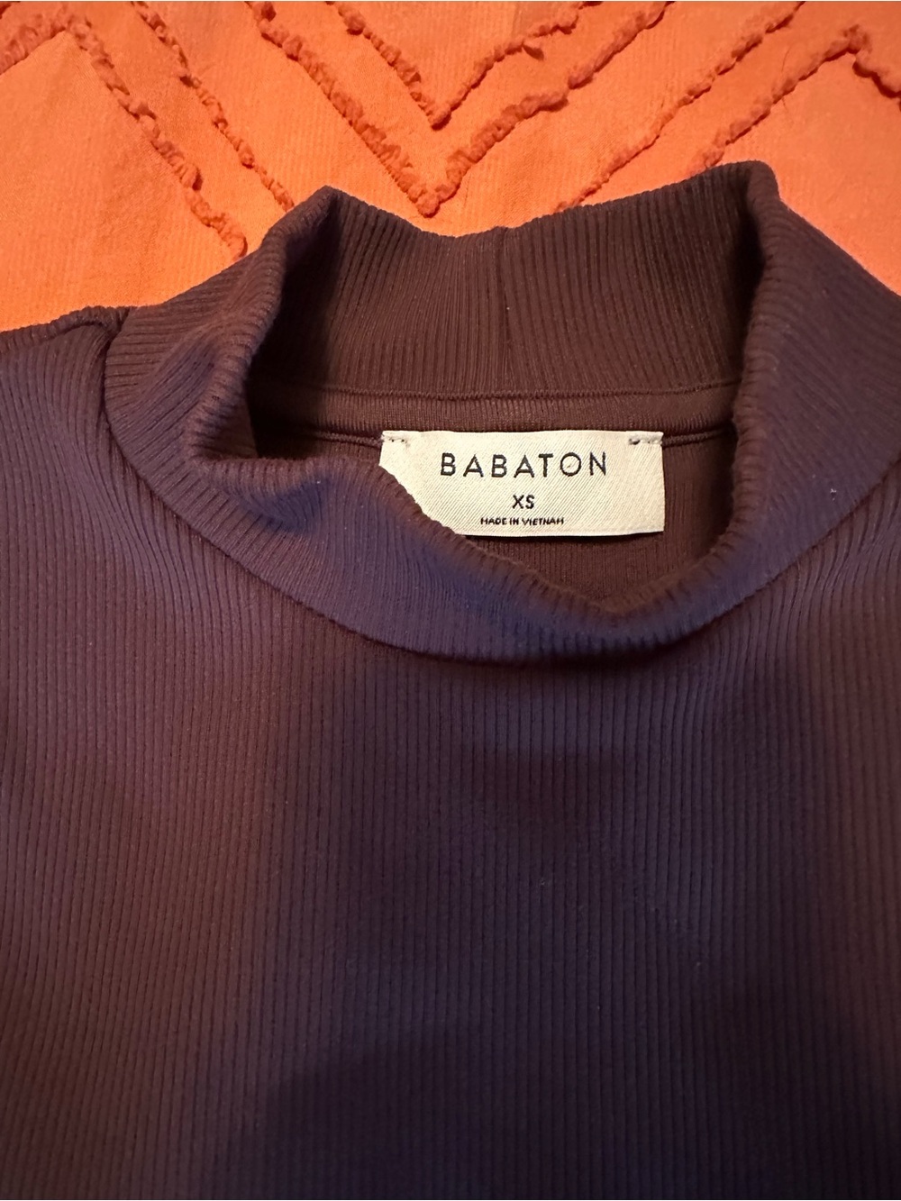 Dark Brown Babaton Ribbed Mock Neck T-shirt